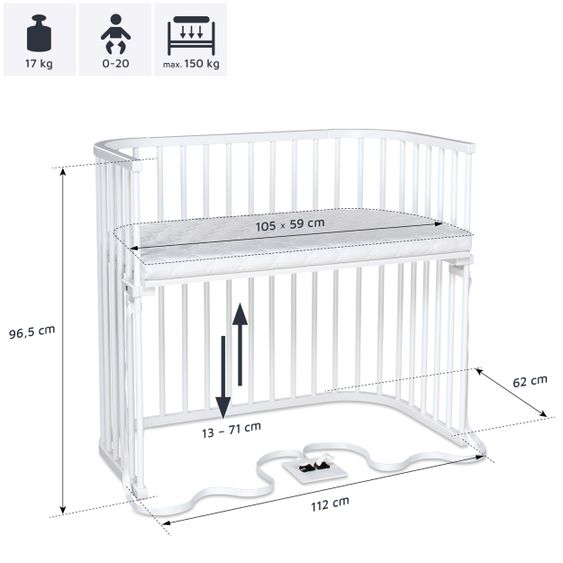 Babybay Beistellbett Boxspring XXL - Weiß lackiert