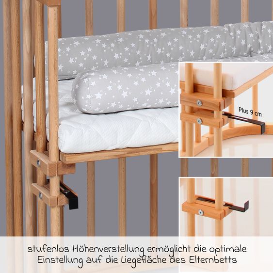 Babybay Beistellbett Maxi extra Groß - auch für Zwillinge - Kernbuche geölt