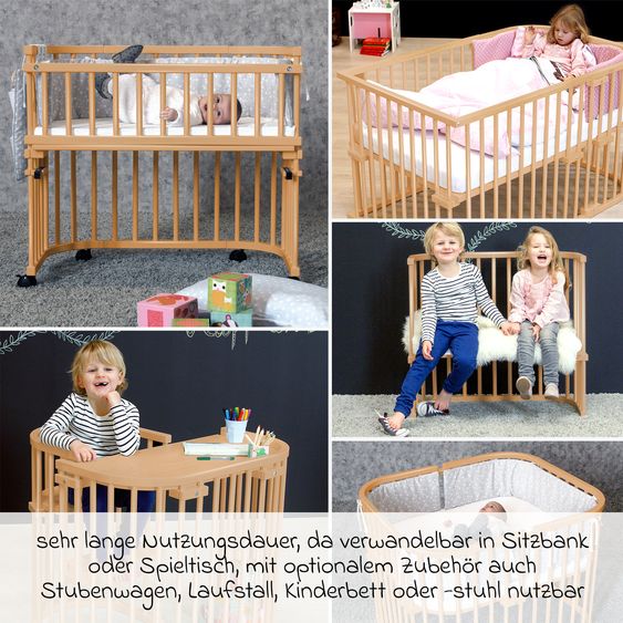 Babybay Beistellbett Maxi extra Groß - auch für Zwillinge - Kernbuche geölt