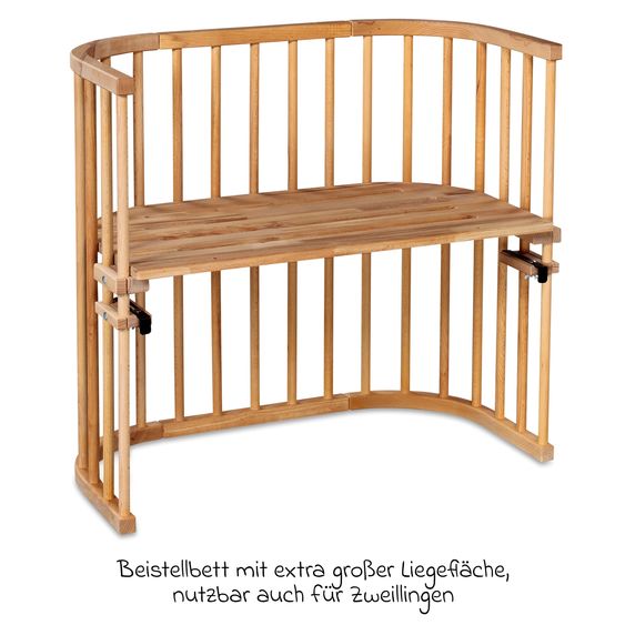 Babybay Beistellbett Maxi extra Groß - auch für Zwillinge - Natur lackiert