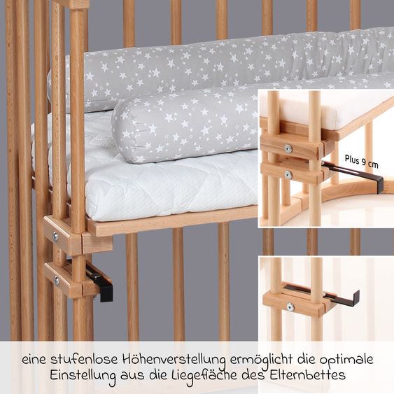 Babybay Beistellbett Maxi extra Groß - auch für Zwillinge - Natur lackiert