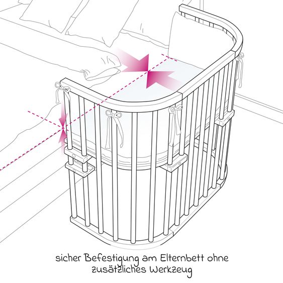 Babybay Beistellbett Maxi extra Groß - auch für Zwillinge - Natur lackiert