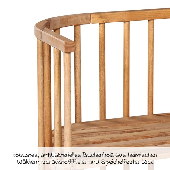 Babybay Beistellbett Maxi extra Groß - auch für Zwillinge - Natur lackiert