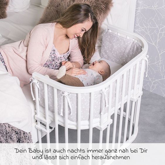 Babybay Beistellbett Original inkl. Gratis Matratze Classic Soft - Weiß lackiert