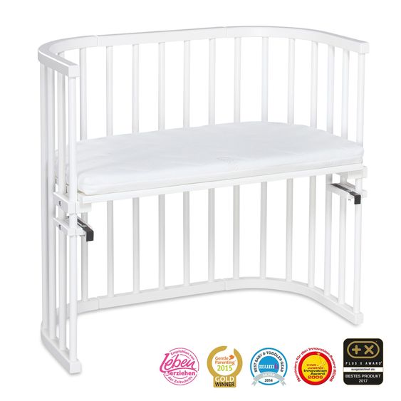 Babybay Beistellbett Original inkl. Gratis Matratze Classic Soft - Weiß lackiert