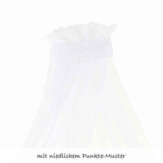 Babybay Himmel mit weißer Banderole für Beistellbett - Punkte Perlgrau