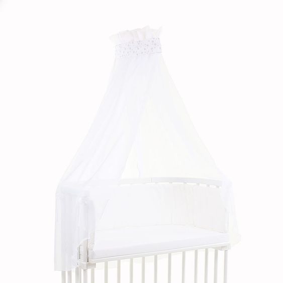 Babybay Himmel mit weißer Banderole für Beistellbett - Sterne Perlgrau