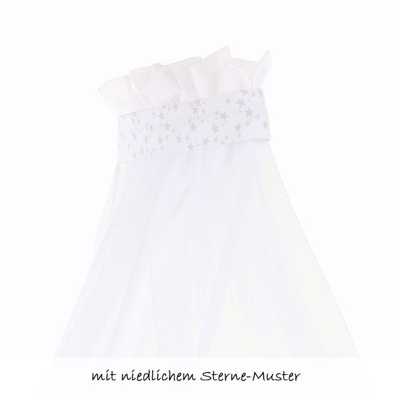 Babybay Himmel mit weißer Banderole für Beistellbett - Sterne Perlgrau
