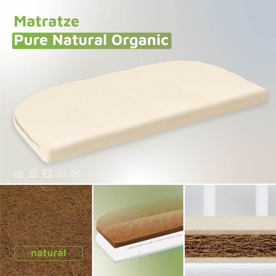 Babybay Matratze Pure Natural Organic für Beistellbett Bosxpring XXL - Weiß