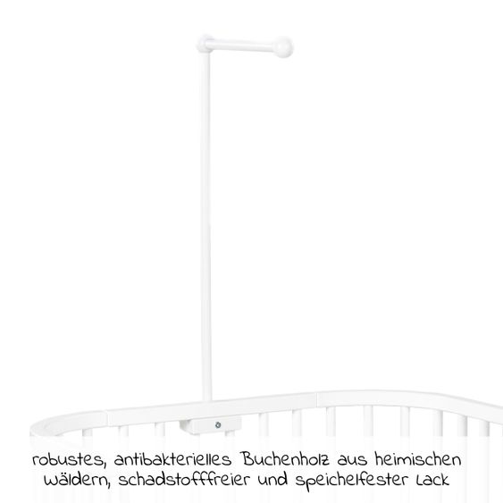 Babybay Mobile holder for all models with round bars - painted white