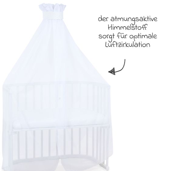 Babybay Mosquito net and canopy for all co-sleeper beds up to 96 cm long - White dots - Pearl gray