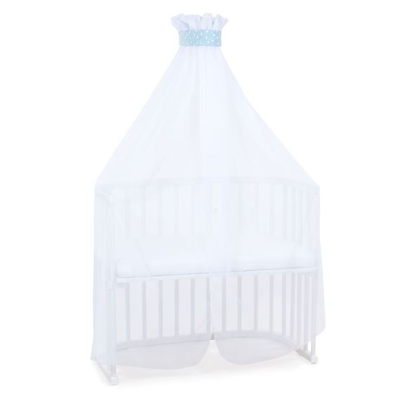 Babybay Zanzariera e baldacchino per tutti i letti a castello fino a 96 cm di lunghezza - stelle azzurre - bianco