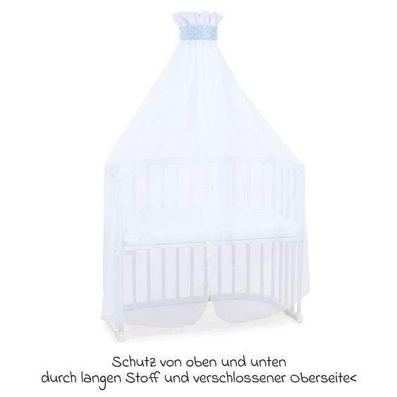 Babybay Mosquito net and canopy for all co-sleeper beds up to 96 cm long - stars azure blue - white