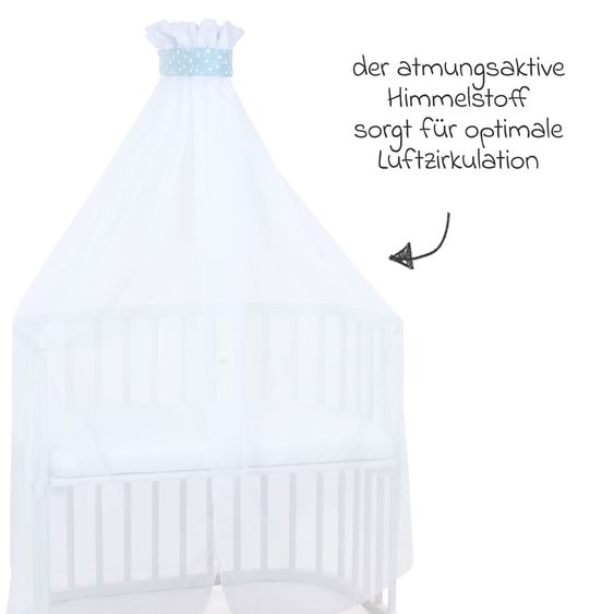 Babybay Mosquito net and canopy for all co-sleeper beds up to 96 cm long - stars azure blue - white