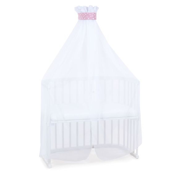 Babybay Zanzariera e baldacchino per tutti i letti a castello fino a 96 cm di lunghezza - Stars Berry - Bianco