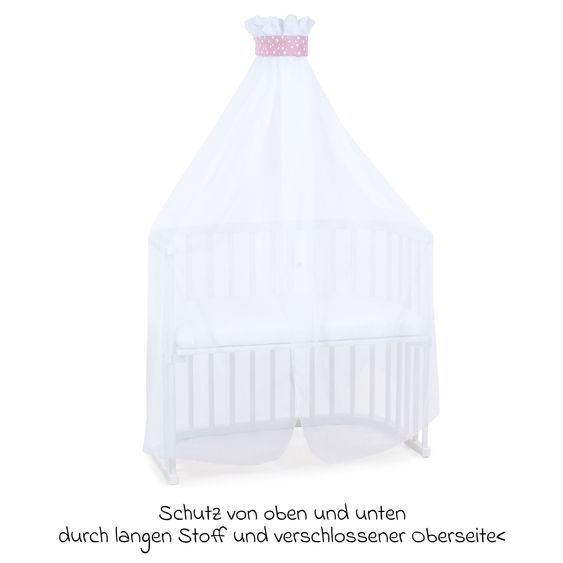 Babybay Zanzariera e baldacchino per tutti i letti a castello fino a 96 cm di lunghezza - Stars Berry - Bianco
