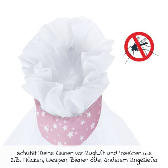 Babybay Zanzariera e baldacchino per tutti i letti a castello fino a 96 cm di lunghezza - Stars Berry - Bianco