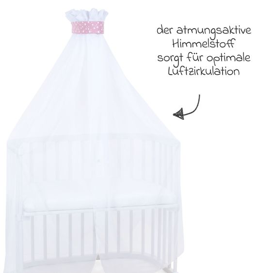 Babybay Zanzariera e baldacchino per tutti i letti a castello fino a 96 cm di lunghezza - Stars Berry - Bianco