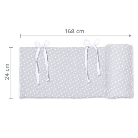 Babybay Nestchen aus Organic Cotton für Beistellbett Maxi, Boxspring, Comfort, Comfort Plus - Sterne Lichtgrau - Weiß