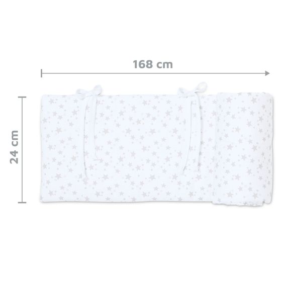 Babybay Nestchen aus Piqué für Beistellbett Maxi, Boxspring, Comfort, Comfort Plus - Sterne Perlgrau - Weiß