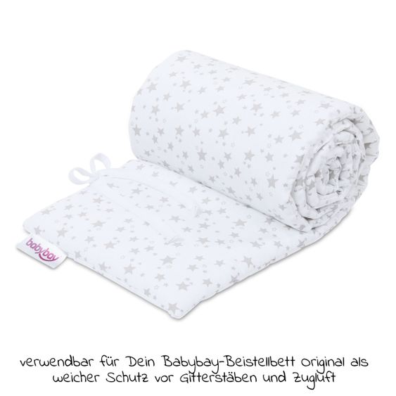 Babybay Nestchen aus Piqué für Beistellbett Original - Sterne Perlgrau - Weiß