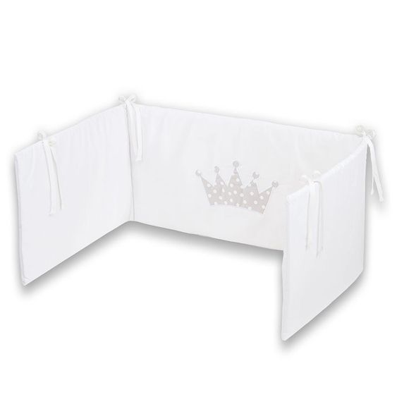 Babybay Nest for baby crib crown white / pearl gray - dots white