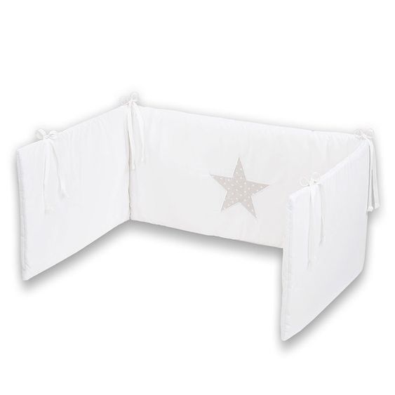Babybay Nestchen für Babybett Sterne Weiß/ Perlgrau - Sterne Weiß