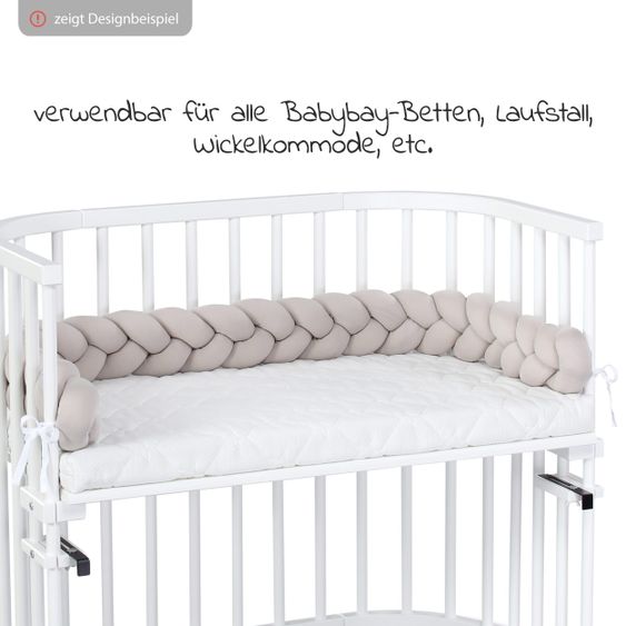 Babybay Nestchenschlange geflochten für alle Babybay Beistellbetten 180 cm - Beige