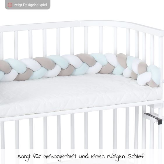 Babybay Nestchenschlange geflochten für alle Babybay Beistellbetten 180 cm - Weiß - Beige - Aqua