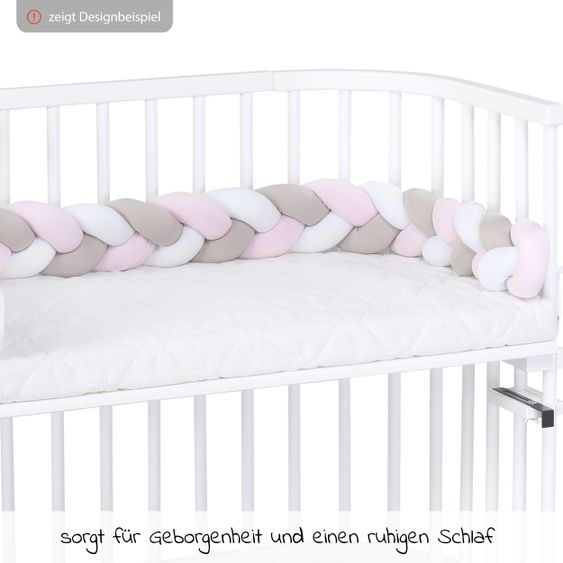 Babybay Nestchenschlange geflochten für alle Babybay Beistellbetten 180 cm - Weiß - Beige - Rosé