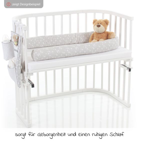 Babybay Nestchenschlange Piqué für alle Babybay Beistellbetten 180 cm - Sterne Weiß - Perlgrau