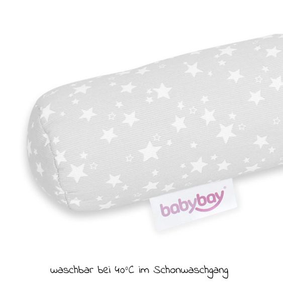 Babybay Nestchenschlange Piqué für alle Babybay Beistellbetten 180 cm - Sterne Weiß - Perlgrau