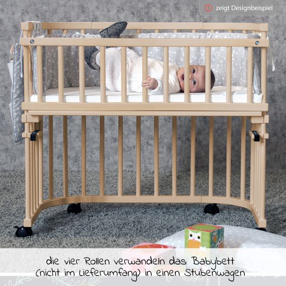 Babybay Parkett-Rollensatz inkl. Befestigungshülste passend für alle Babybay Betten - Weiß