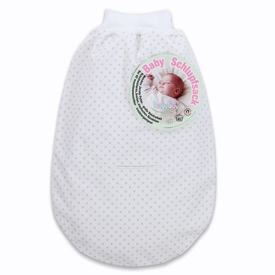 Babybay Schlupfsack Weiß - Punkte Perlgrau