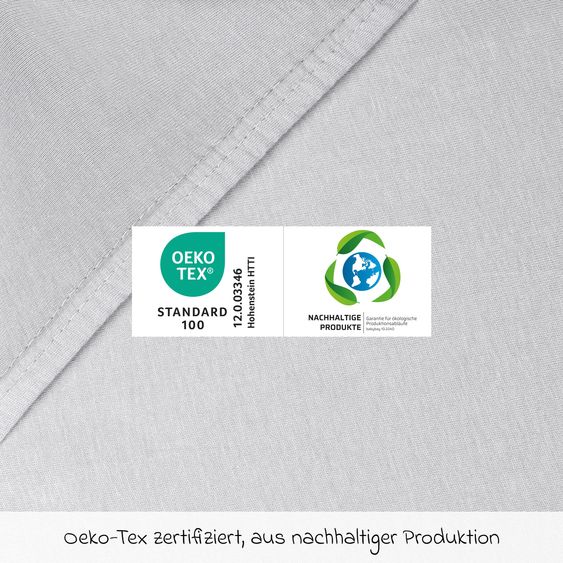 Babybay Fitted sheet 2-pack deluxe made of jersey for co-sleeper Maxi, Midi, Boxspring, Comfort, Comfort Plus 89 x 50 cm - soft gray