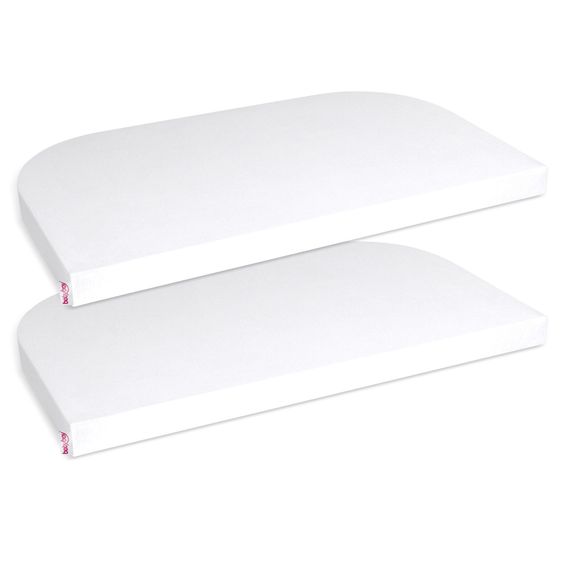 Babybay Lenzuolo a pieghe 2-pack deluxe in jersey per la culla Original 89 x 50 cm - bianco