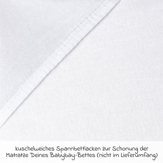 Babybay Spannbetttuch 2er Pack Deluxe aus Jersey für Beistellbett Original 89 x 50 cm - Weiß