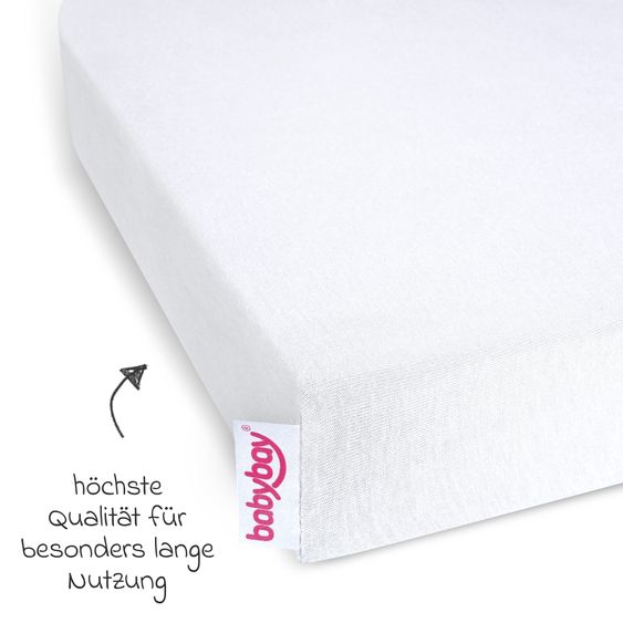 Babybay Lenzuolo a pieghe 2-pack deluxe in jersey per la culla Original 89 x 50 cm - bianco