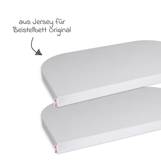 Babybay Fitted sheet 2-pack deluxe made of jersey for co-sleeper Original 89 x 50 cm - soft gray