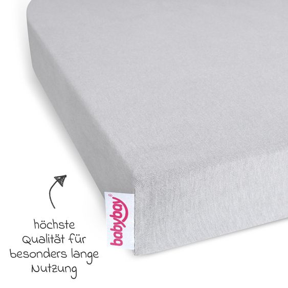 Babybay Fitted sheet 2-pack deluxe made of jersey for co-sleeper Original 89 x 50 cm - soft gray