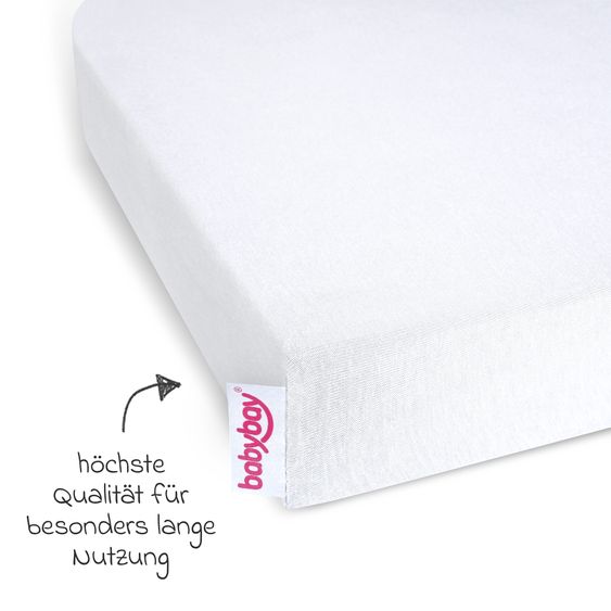 Babybay Fitted jersey sheet with membrane for crib conversion kit mattresses - white