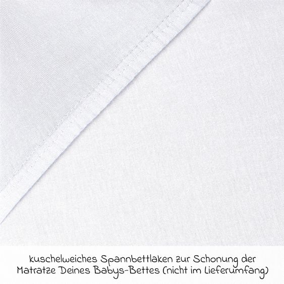 Babybay Spannbetttuch aus Jersey Organic Cotton für Kinderbettumbausatz Matratzen - Weiß