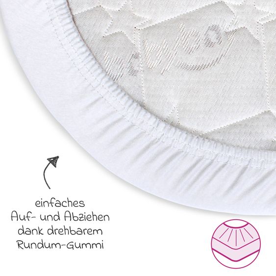 Babybay Spannbetttuch aus Jersey Organic Cotton für Kinderbettumbausatz Matratzen - Weiß