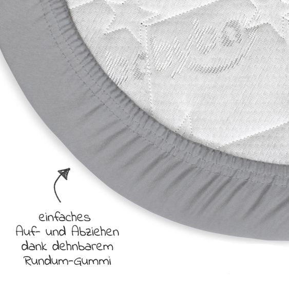 Babybay Spannbetttuch Deluxe aus Jersey für Beistellbett Maxi, Midi, Boxspring,Comfort, Comfort Plus 89 x 50 cm - Grau