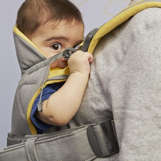 BabyBjörn Babytrage One Cotton Mix Baby Power - Grau Gelb