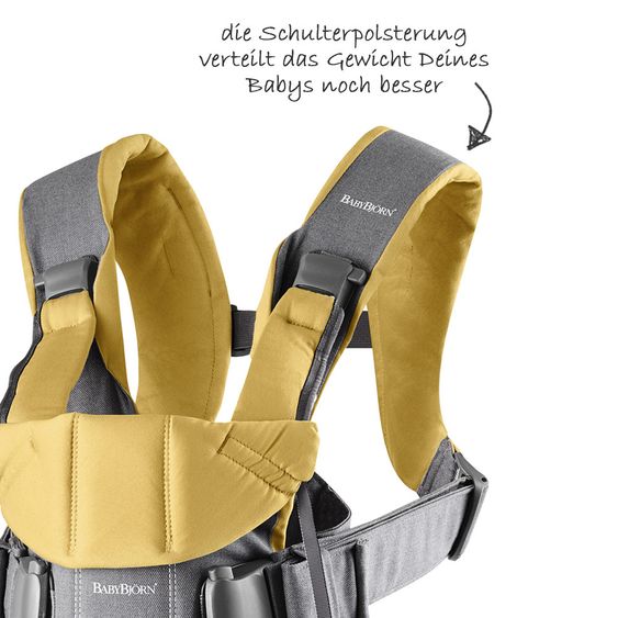 BabyBjörn Babytrage One Cotton Mix Baby Power - Grau Gelb