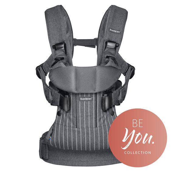 BabyBjörn Babytrage One Cotton Mix Be You - Nadelstreifen Grau