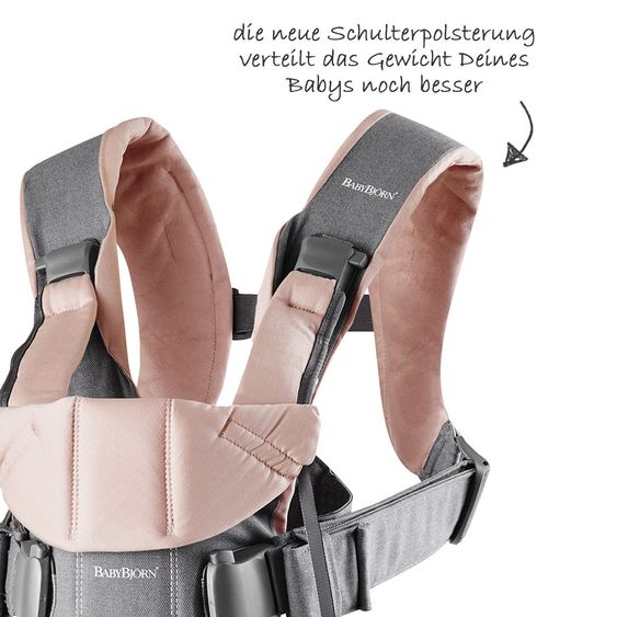 BabyBjörn Babytrage One Cotton Mix Neue Version - Grau Puderrosa