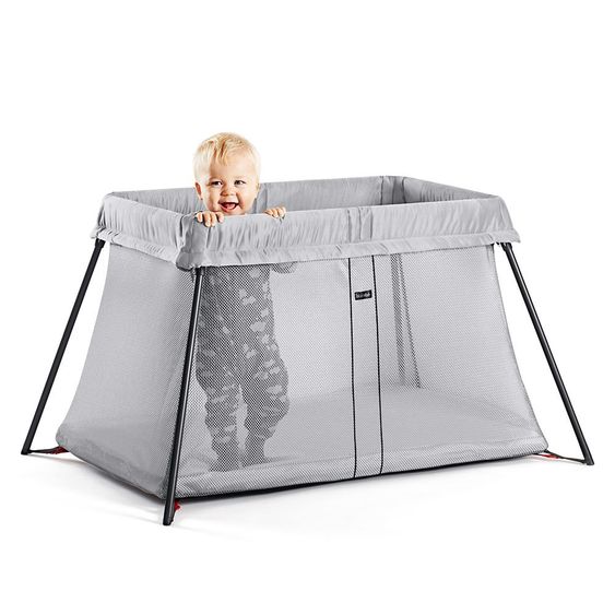 BabyBjörn Set Reisebett Light + Spannbetttuch - Silber