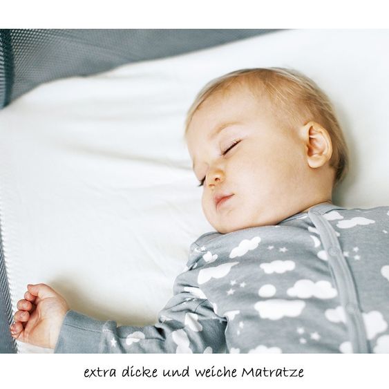 BabyBjörn Set Reisebett Light + Spannbetttuch - Silber
